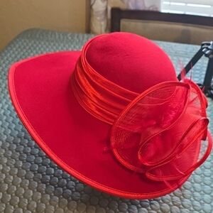 Classy Red Women’s Hat | Elegant Dress Hat | Church / Derby / Formal